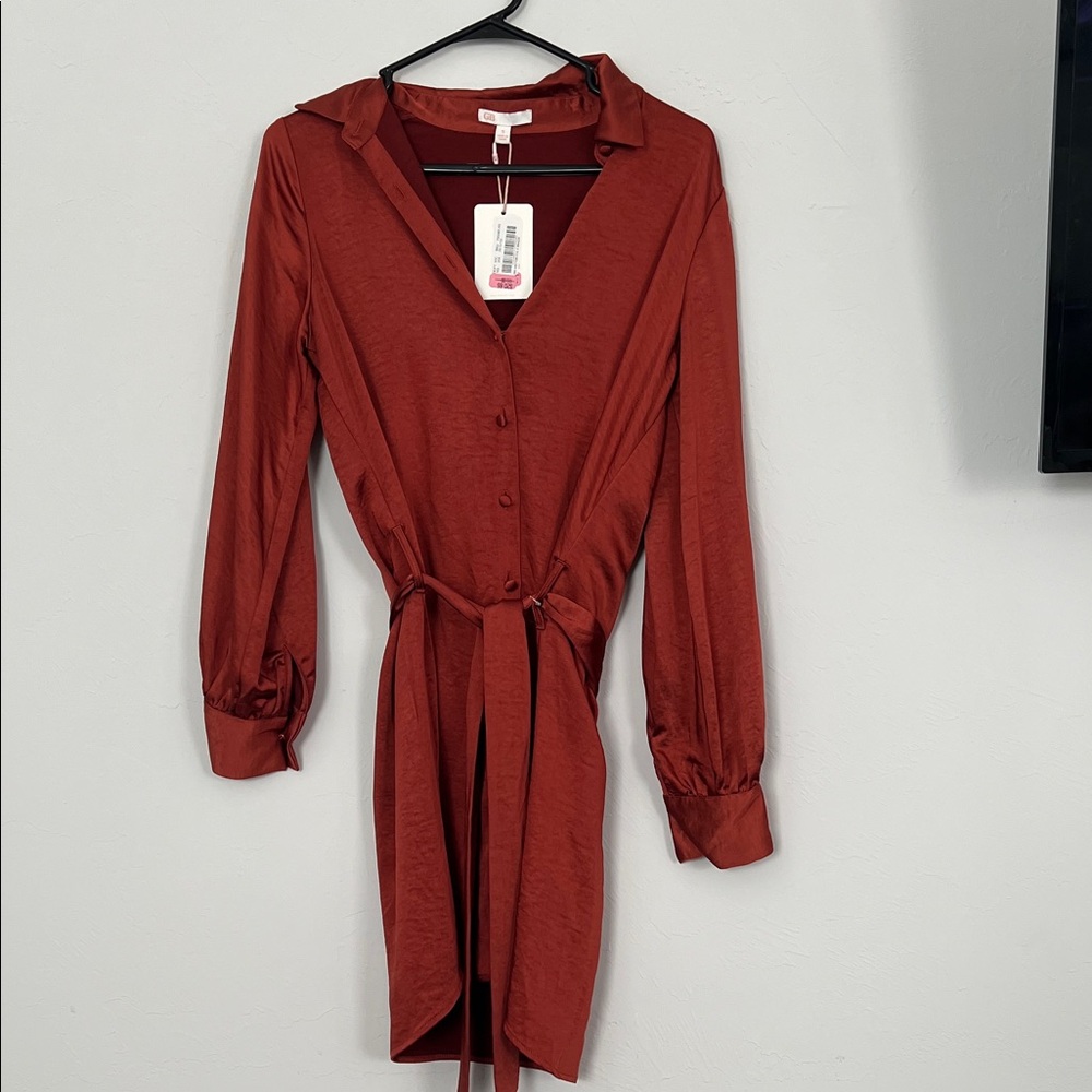 Gianni Bini Rust Long Sleeve Dress